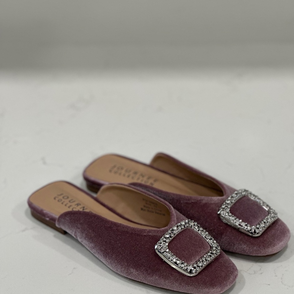 Elegant Velvet Mules with Rhinestone Buckle